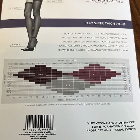 New in packaging Hanes Silk Reflections thigh high sheer toes barely black - Picture 5 of 5